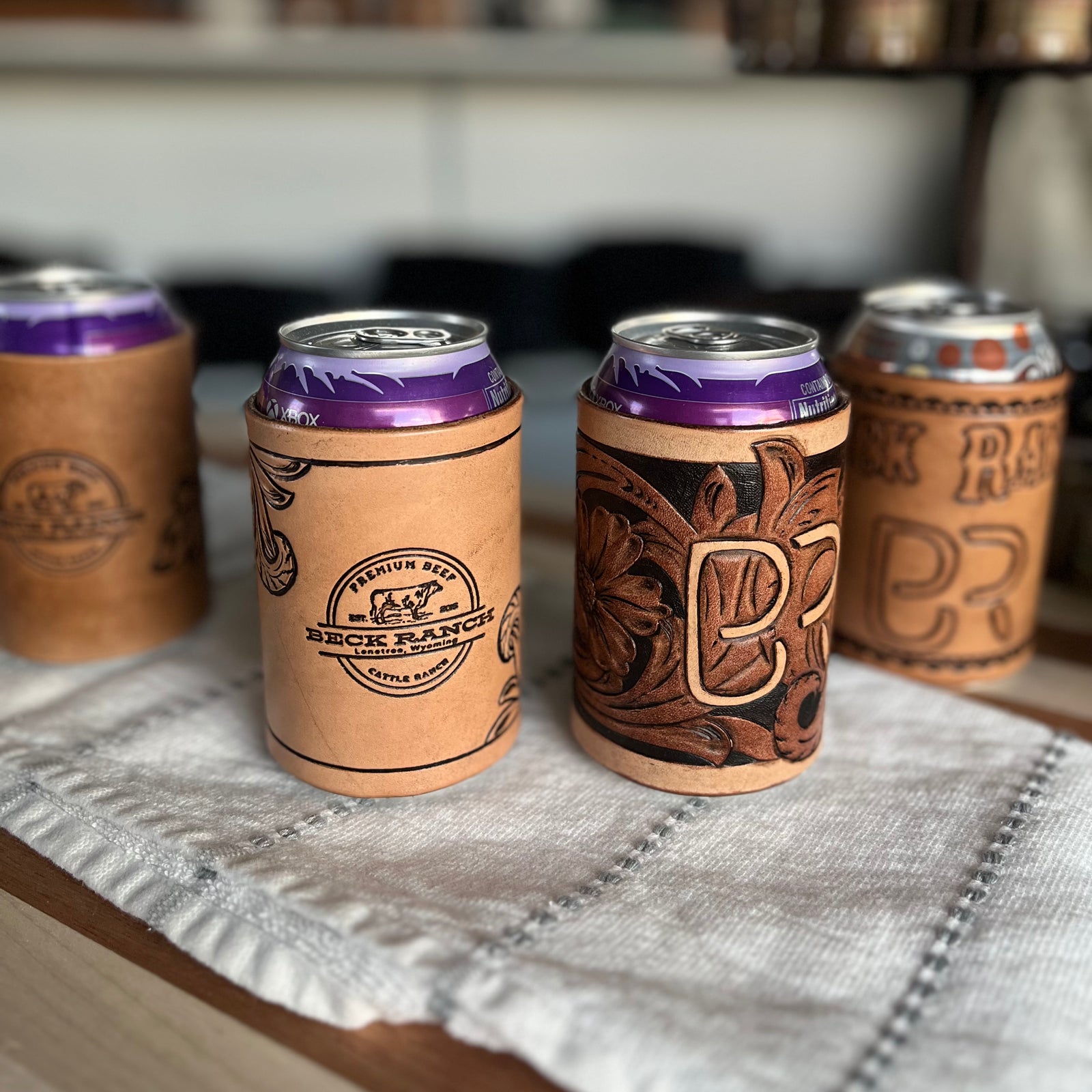 Beck Ranch Leather Koozies