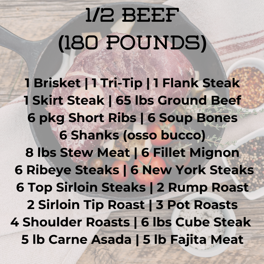 Whole, 1/2, or 1/4 Beef