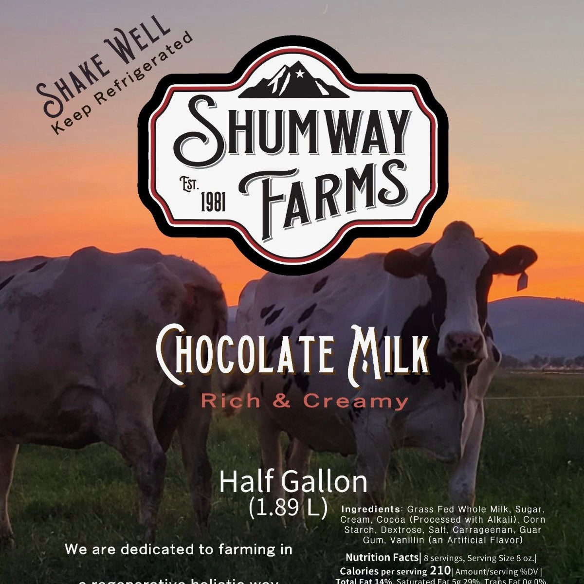 Shumway Farms Chocolate Milk (local delivery and pickup only 